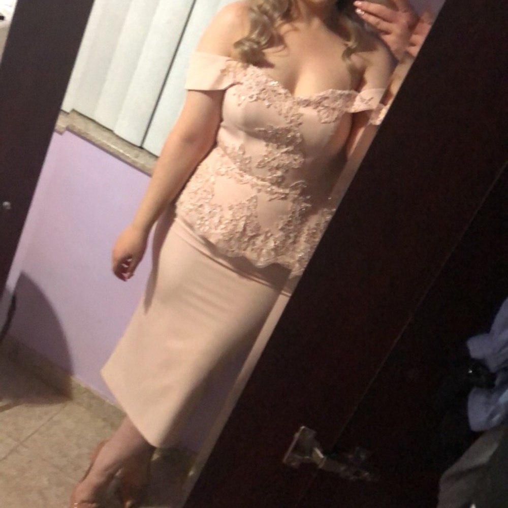 Beautiful soft blush pink Bardot